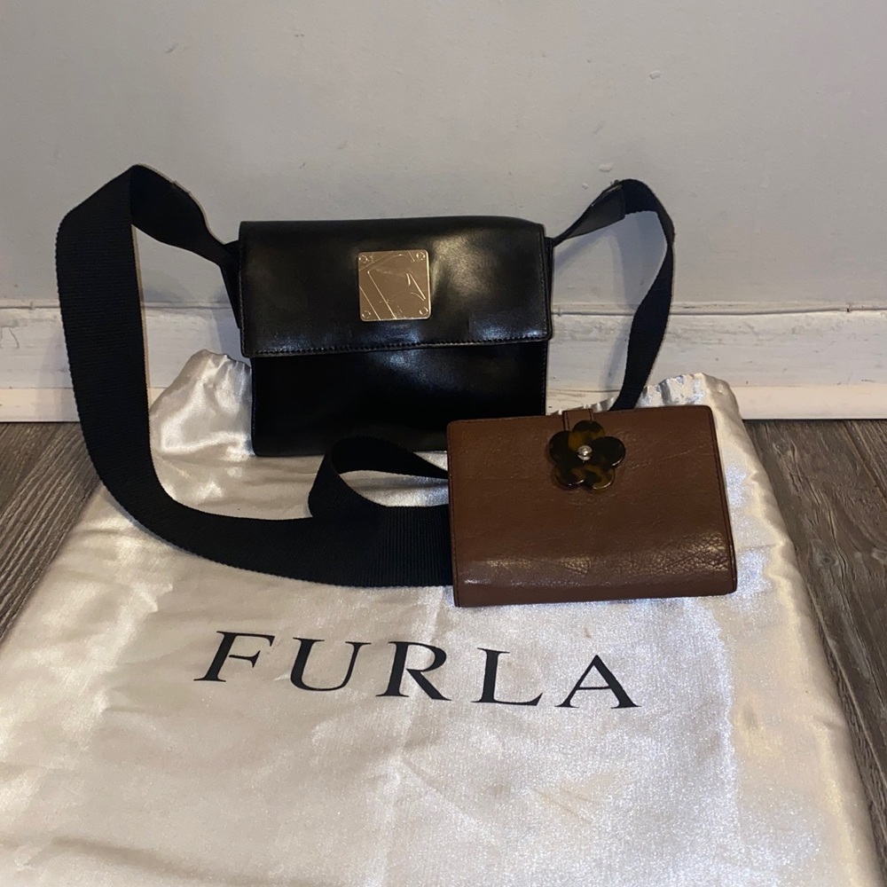 Furla black Leather Crossbody Bag & Wallet with dust bag